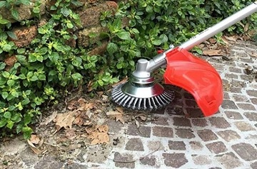 Cleaning Paving Stones with a Brushcutter with a Brush Attachment